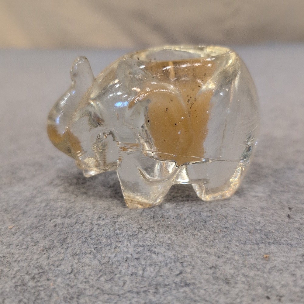 Vintage Clear Glass Elephant Figurine with Integrated Candle Made in Taiwan - Picture 1 of 5